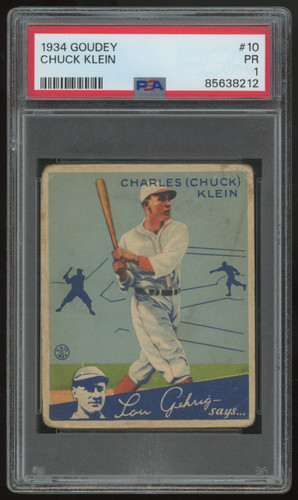 1934 Goudey Charles Chuck Klein #10 PSA 1