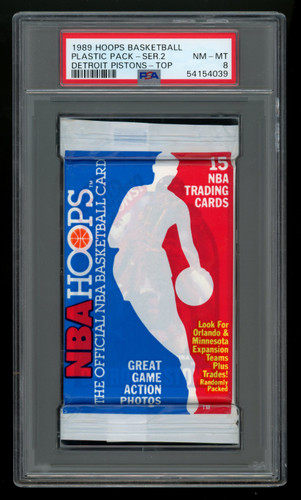 1989-90 Hoops Basketball Series 2 Pack Pistons on Top PSA 8