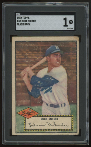 1952 Topps Duke Snider Black Back #37 SGC 1