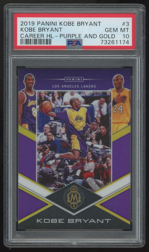 2019-20 Panini Kobe Bryant Career Highlights Purple Gold /20 #3 PSA 10