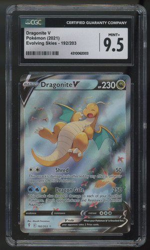 2021 Pokemon Dragonite V Evolving Skies Full Alt Art #192 CGC 9.5