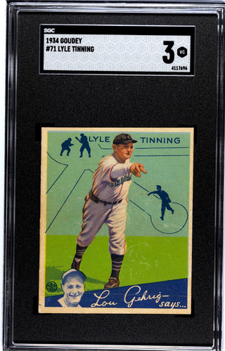 1934 Goudey Lyle Tinning #71 SGC 3