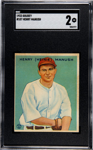 1933 Goudey Henry Heinie Manush RC #107 SGC 2