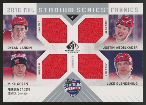 2016-17 SP Game Used Stadium Series Larkin Abdelkader ++ Quad Jersey #SS4-DET