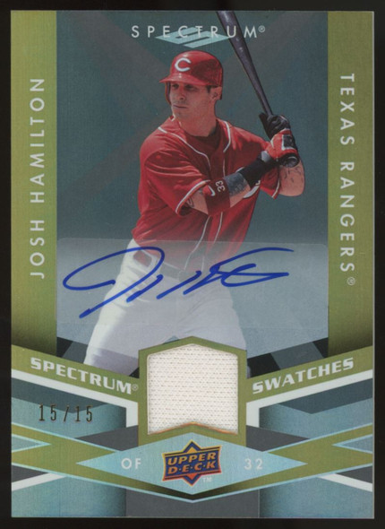2009 UD Spectrum Josh Hamilton Swatches Patch Auto /15 #SS-JH