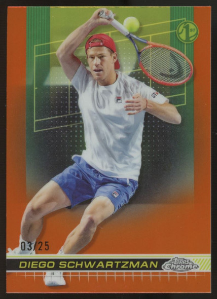 2024 Topps Chrome Tennis Diego Schwartzman 1st Orange /25 #124 2024 Topps Chrome Tennis Diego Schwartzman 1st Orange /25 #124