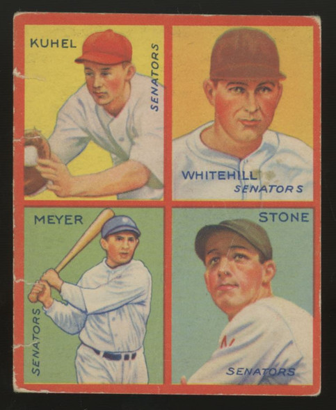 1935 Goudey 4-in-1 Kuhel Whitehill Meyer Stone #9H Poor