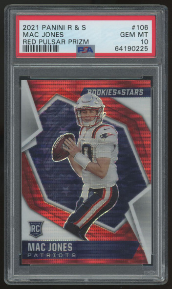 2021 Panini Rookies & Stars Mac Jones RC Red Pulsar Prizm #106 PSA 10