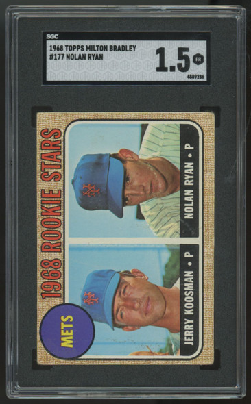 1968 Topps Milton Bradley Nolan Ryan/Jerry Koosman Rookie Stars #177 SGC 1.5