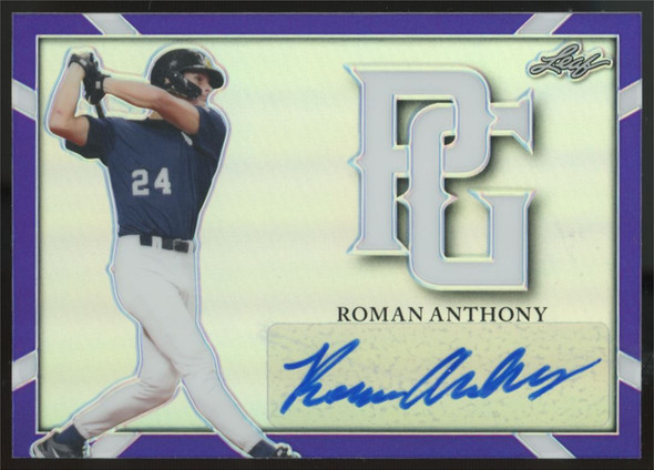 2021 Leaf Roman Anthony Perfect Game Purple Chrome Auto /10 #BA-RA1