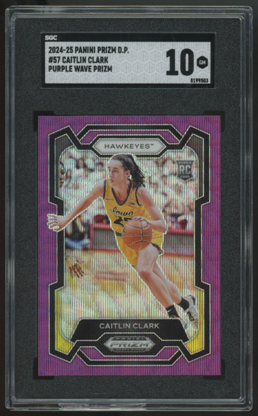 2024-25 Panini Prizm Draft Caitlin Clark RC Purple Wave #57 SGC 10