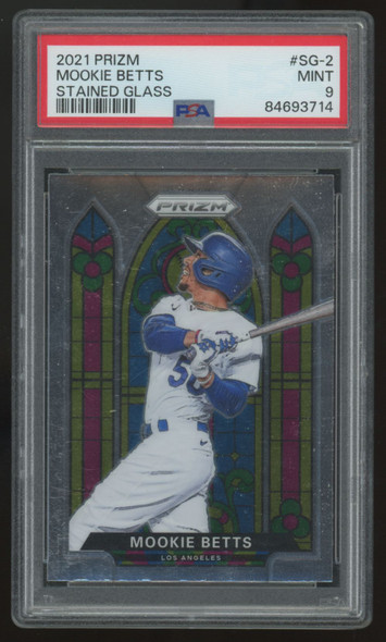 2021 Panini Prizm Mookie Betts Stained Glass SSP #SG-2 PSA 9