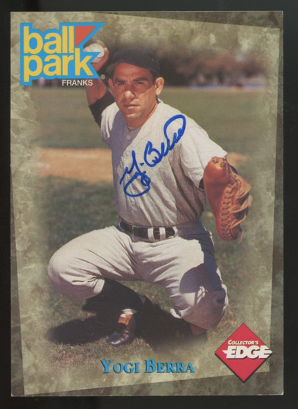 1995 Collectors Edge Ball Park Franks Yogi Berra Signed Auto