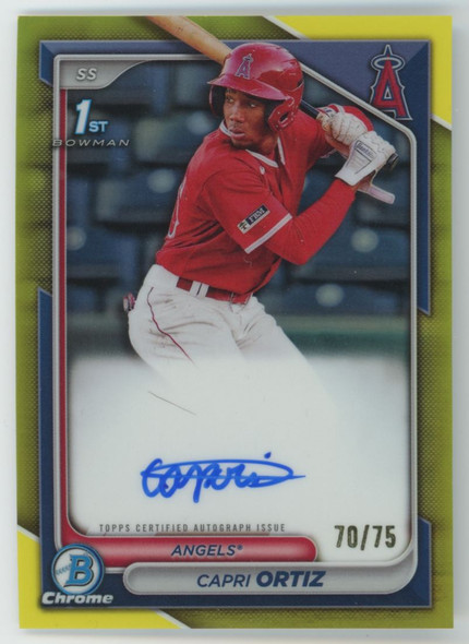 2024 Bowman Chrome Capri Ortiz 1st Prospect Yellow Auto /75 #CPA-CO