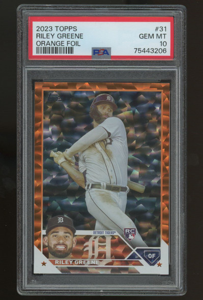2023 Topps Riley Green RC Orange Foil /299 #31 PSA 10