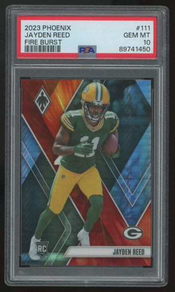 2023 Panini Phoenix Jayden Reed RC Fire Burst /340 #111 PSA 10