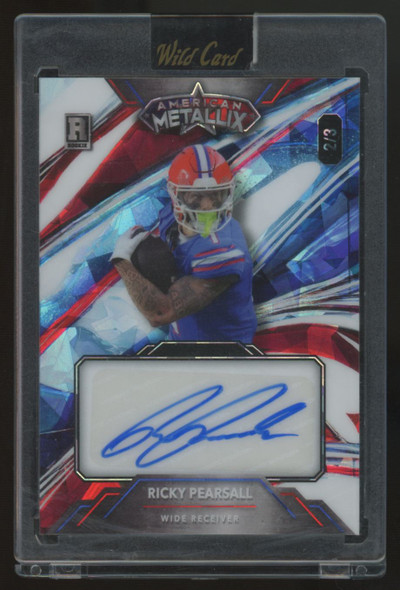 2023 Wild Card American Metallix Ricky Pearsall Red, White, Blue Ice Auto /3