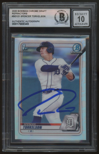 2020 Bowman Chrome Spencer Torkelson 1st Refractor #BD-121 Signed Auto BAS 10