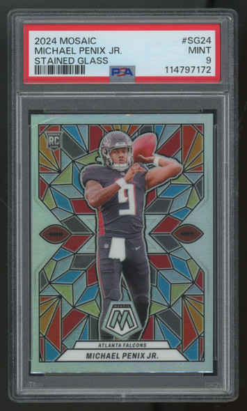 2024 Panini Mosaic Michael Penix Jr. RC Stained Glass SSP #SG-24 PSA 9