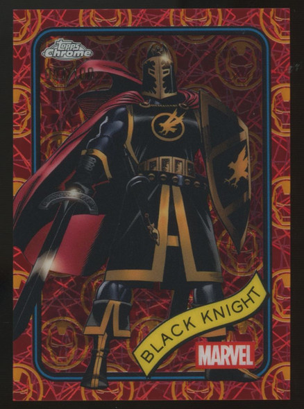 2025 Topps Chrome Marvel Black knight Iron Man Red & Gold Lazer /100 #165