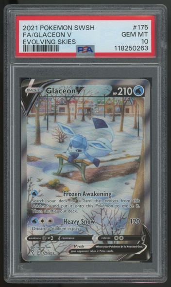 2021 Pokemon Glaceon V Evolving Skies Full Art #175 PSA 10
