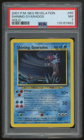 2001 Pokemon Shining Gyarados Neo Revelations Holo #65 PSA 7