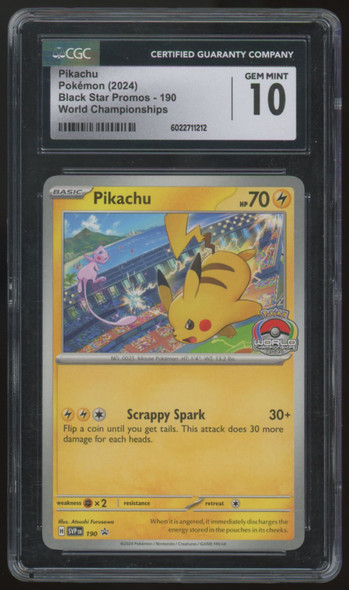 2024 Pokemon Pikachu World Championships Promo #190 CGC 10 (B)