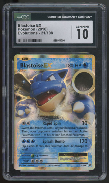 2016 Pokemon Blastoise EX Evolutions Holo #21 CGC 10