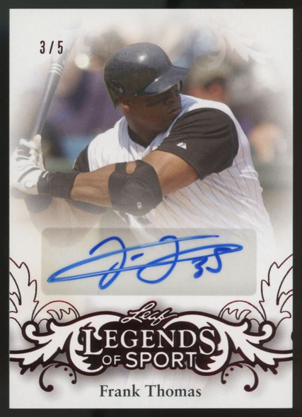 2015 Leaf Legends Of Sport Frank Thomas Red Auto /5 #BA-FT1