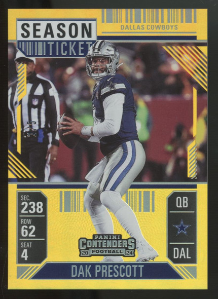 2024 Panini Contenders Dak Prescott Goal Line Season Ticket /5 #25