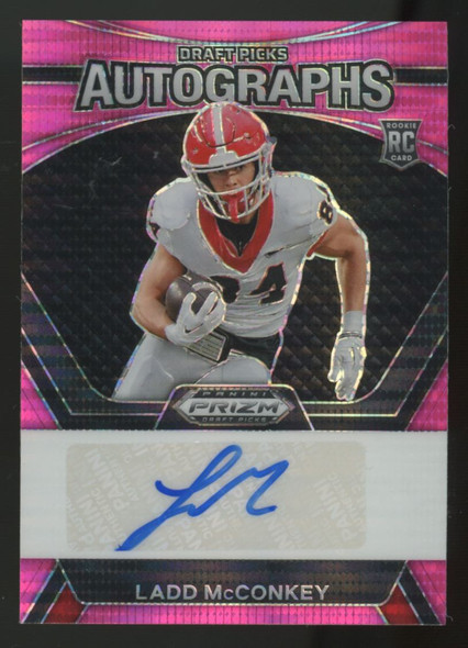 2024 Panini Prizm Draft Picks Ladd McConkey RC Neon Pink Pulsar Auto /15