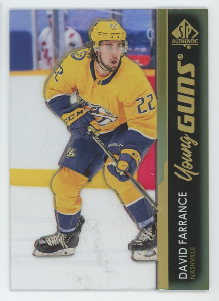 2021-22 SP Authentic David Farrance RC Gold Clear Cut Young Guns SSP #468