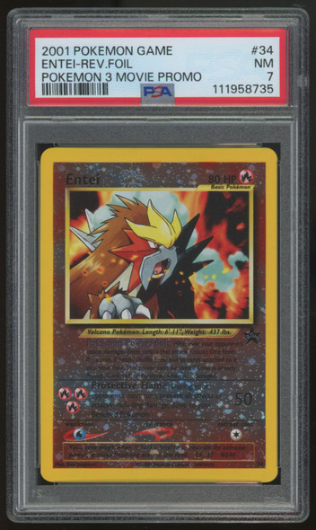 2001 Pokemon Entei Movie Promo Reverse Holo #34 PSA 7 (B)