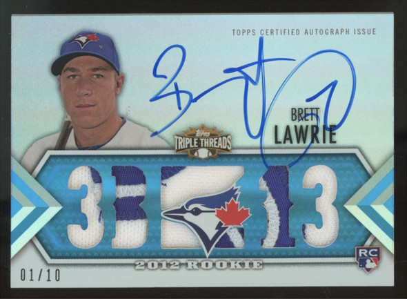 2012 Topps Triple Threads Brett Lawrie RC Patch Auto /10 #143