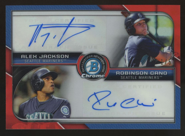 2015 Bowman Chrome Alex Jackson/Robinson Cano Red Refractor Dual Auto /5 #BDA-JC
