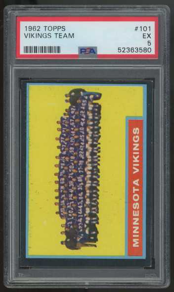 1962 Topps Minnesota Vikings Team Card #101 PSA 5