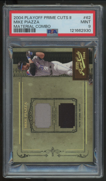 2004 Playoff Prime Cuts Mike Piazza Dual Combo Patch /10 #62 PSA 9