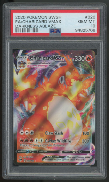 2020 Pokemon Charizard VMAX Darkness Ablaze Full Art #020 PSA 10
