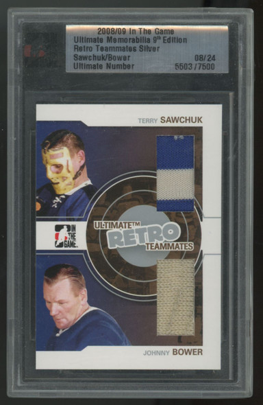 2008-09 In The Game Sawchuk/Bower Ultimate Retro Teammates Silver Dual Patch /24