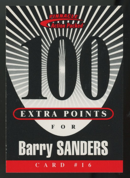 1997 Pinnacle Action Packed Barry Sanders 100 Extra Points #16 "A" 1997 Pinnacle Action Packed Barry Sanders 100 Extra Points #16 "A"