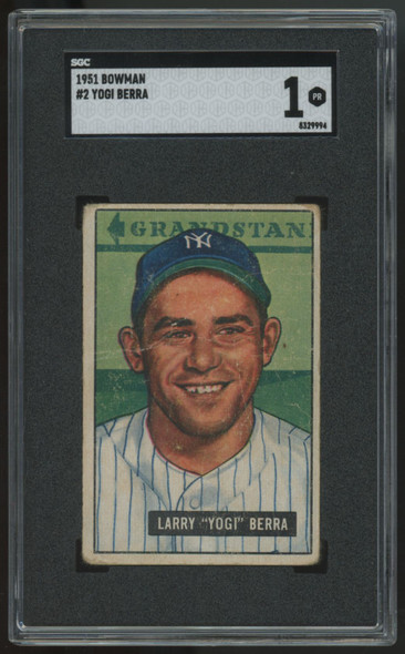 1951 Bowman Yogi Berra #2 SGC 1 1951 Bowman Yogi Berra #2 SGC 1