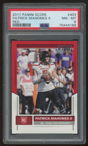 2017 Score Patrick Mahomes RC #403 Red PSA 8