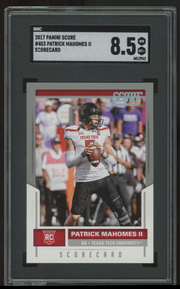 2017 Score Patrick Mahomes RC #403 Scorecard SGC 8.5