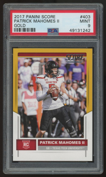 2017 Score Patrick Mahomes RC #403 Gold PSA 9