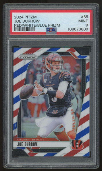 2024 Panini Prizm Joe Burrow Red/White/Blue Prizm #55 PSA 9