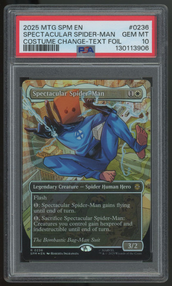 2025 Magic Spectacular Spider-Man Costume Textured Foil (Bag-Man) #0236 PSA 10