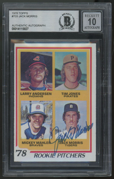 1978 Topps Jack Morris RC Signed Auto BGS Authentic 10 *827