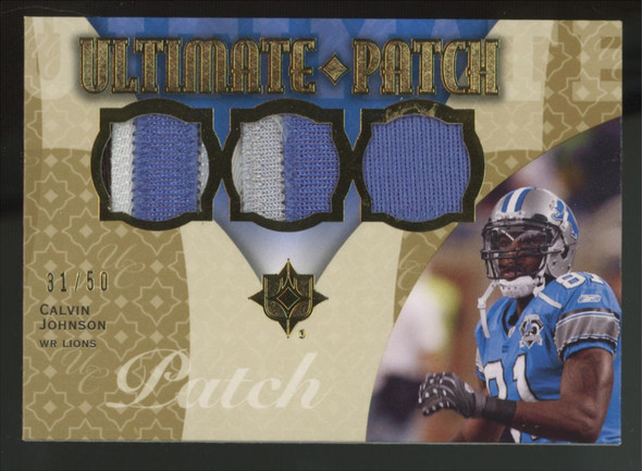 2009 UD Ultimate Collection Calvin Johnson Gold Ultimate Patch /50 #U-19