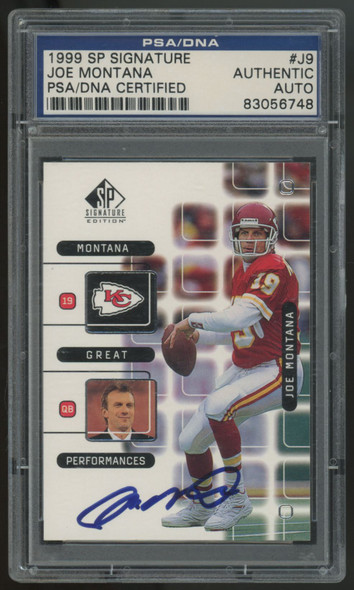 1999 SP Signature Joe Montana Signed Auto PSA/DNA Certified Authentic #J9 1999 SP Signature Joe Montana Signed Auto PSA/DNA Certified Authentic #J9