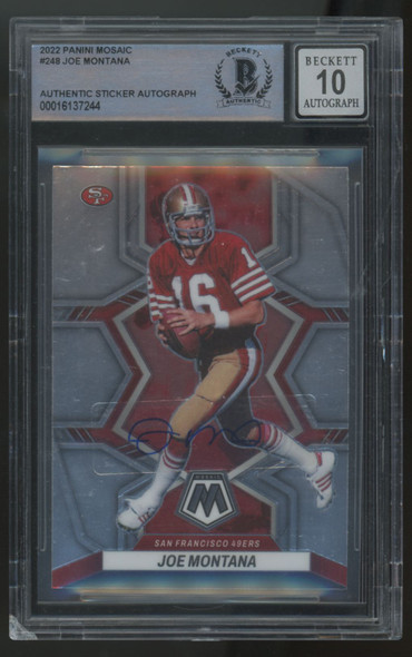 2022 Panini Mosaic Joe Montana Sticker Auto #248 BGS Authentic Auto 10